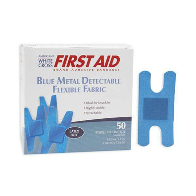 Bandage Metal Detectable Fabric 1-1/2x3" Blue 1800/Case - Surgical Supplies NY